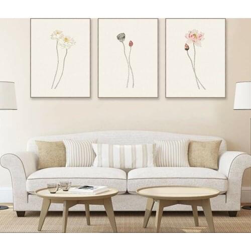 Watercolor Lotus Flower Poster And Print Chinese Elegant Style Wall Art Canvas Painting Modern Home Decoration Pictures