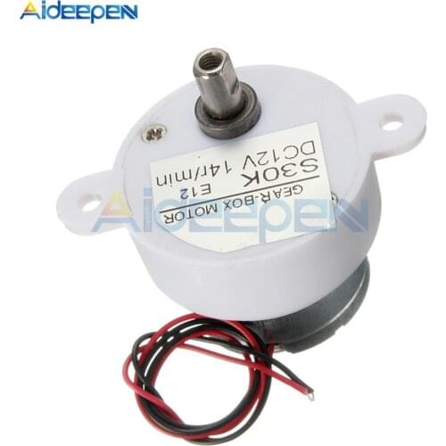 DC 12V High Torque Gear Motor Geared Box S30K Reduction Motor 14RPM 2 Wires for Electronic Toys Fan