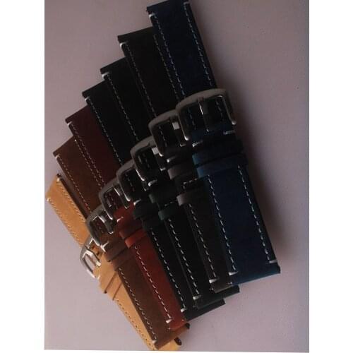 New 18mm 20mm 22mm 24mm Light Brown Vintage Watch Strap Leather Watchband 7colors Stainless Steel Buckle Clasp Watch Accessories