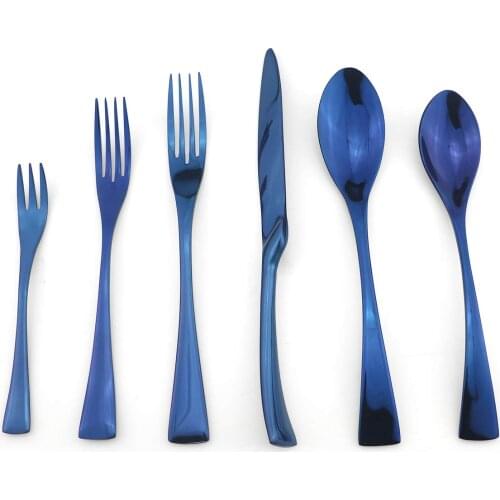Luxury Vintage 304 Stainless Steel Cutlery Tableware Set Dinnerware Sets Dinner Knife Fork Black Rose Gold Blue Teaspoon 6PCS