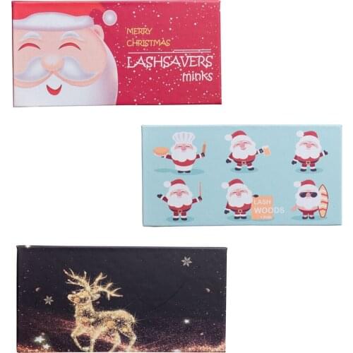 Christmas Lash Box Wholesale 50 Pcs Eyelashes Packing 25mm Lashes Boxes Empty Eyelash Package With Tray Lashes Rectangle Box