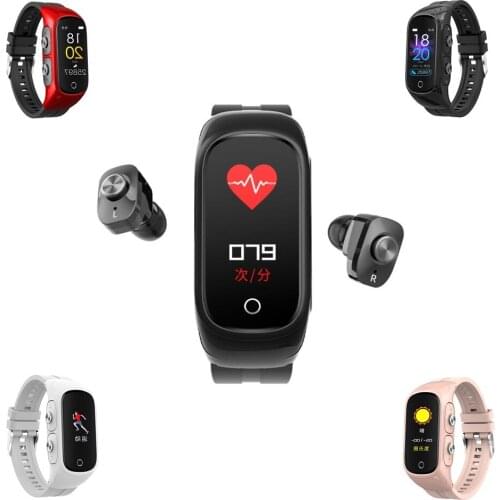 Smart Watch 2 In 1 Multifunctional Wireless TWS Bluetooth Earphone Heart Rate Bracelet Fitness Tracker Wristband Headset