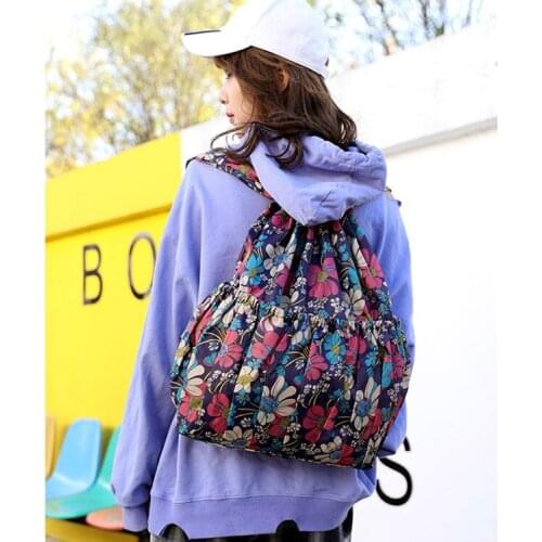 Large Capacity Vinatge Drawstring Backpacks Weekend Travel Collapsible Daily Necessities Organizer Rucksack Storage Accessories