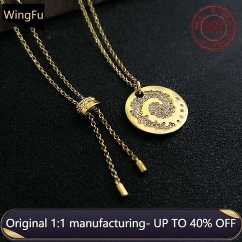 S925 sterling silver golden round brand thread pattern inlaid zircon pendant necklace women fashion luxury brand Monaco jewelry