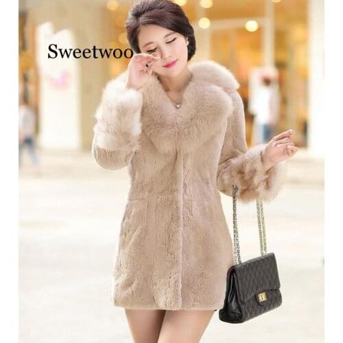 Winter Elegant Faux fur Fur Coats Outerwear 2020 Autumn runway fashion thick warm Party Medium length plus size 4XLFaux fur coat