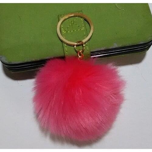 Gold Chain Pompon Key Chain 8 cm Fluffy Fake Fur Ball Key Ring Cute Pendant Bag Charming Car Key Holder Personality Gifts