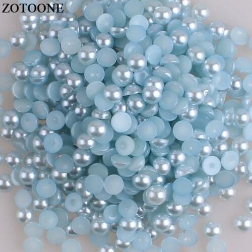 ZOTOONE Ceramic Rhinestones Light Blue Half Round Pearls 1000pcs/lot For DIY Nails Art Garment Flatback Rhinestone applique E