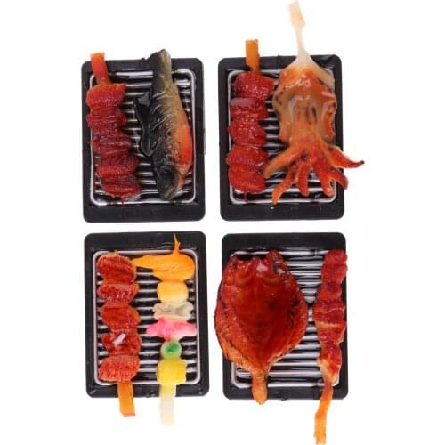 1/12 Barbecue BBQ Octopus, Chicken on Grill Food Model Dollhouse