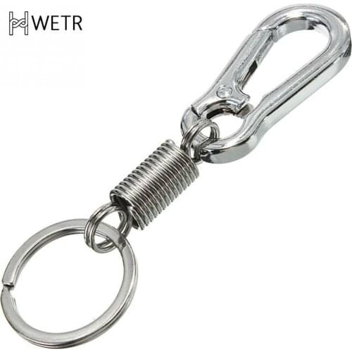 1pcs Stainless Steel Gourd Buckle Carabiner Keychain Waist Belt Clip Anti-lost Buckle Hanging Retractable Keyring