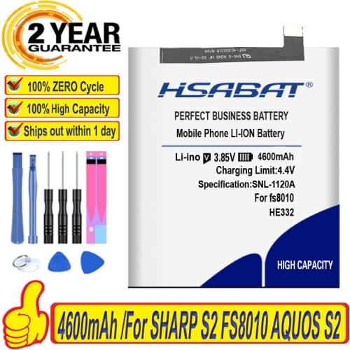 HSABAT Top Brand 100% New 4600mAh HE332 Battery for SHARP S2 FS8010 AQUOS S2 within tracking number