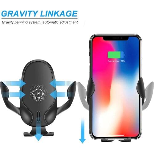 15W Wireless Car Charger Mount Zwaartekracht Vastklemmen Snel Opladen Houder Voor Iphone 11 Pro Max 8 X Xr Xs Samsung S20 S10 S9