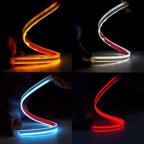 2pcs 60cm Waterproof Flexible Universal Car LED DRL Daytime Running Light Flow Runs Headlight LED Strip Brake Turn Signal Light