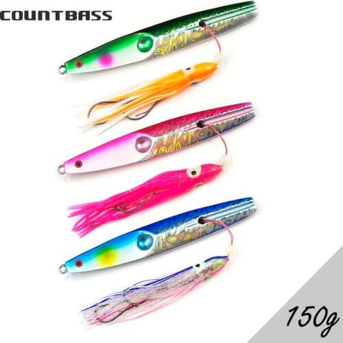 Countbass 3PCS 150g 5.3oz Inchiku jigs with Octopus Assist Hook, Bottom Ship Snapper Jigging Lures for Fishing
