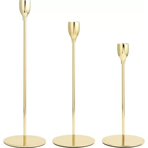 3Pcs/Set Chinese Style Metal Candle Holders Simple Golden Wedding Decoration Bar Party Living Room Decor Home Decor Candlestick