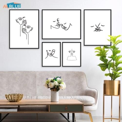 Abstract Line Portrait Poster Prints Wall Art Canvas Painting Nordic Decoration Pictures For Living Room Scandinavian Home Decor