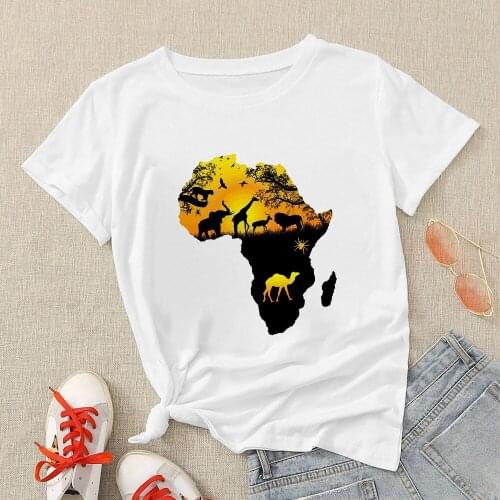 Africa Ecological Protection Womens T-Shirts Animal Print Woman Oversize T Shirt Hipster 90s White Top Funny 2021 New Wholesale