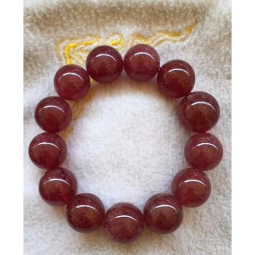 Promotion sale Wholesale prices 100% Natural 16mm Strawberry Quartz Crystal Beads Bracelet