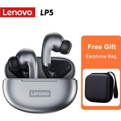 Lenovo LP5 Earphone Wireless BT 5.0 Low Latency Pairing Noise Cancellation Wateroof Sports Earbud Touch Control Headset with Mic
