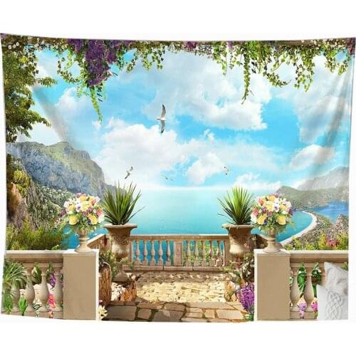 Flower tapestry wall hanging large tapiz mandala pared stranddoek drop shipping blue ocean wall carpet