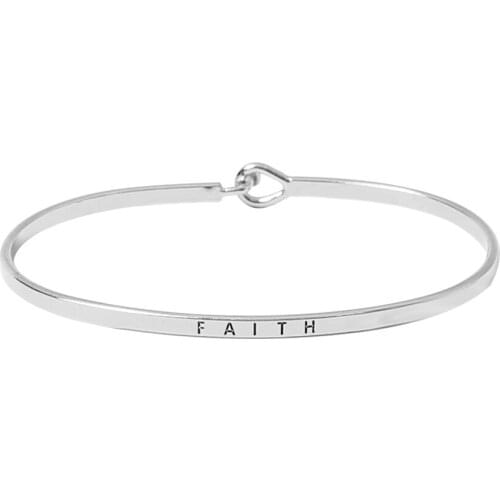 Simple FAITH Letters Bangle Fashion Jewelry Silver Rose Gold Color Cuff Bracelets & Bangles For Women Man Party Lovers' Gift