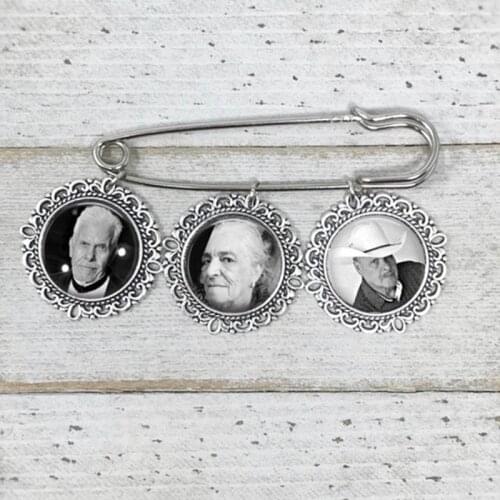 Wedding Boutonniere Pin, Custom Lapel Pin, Personalize Keepsake Broach, Memorial Photo Pin, Bridal Bouquet Charm, Gift For Groom