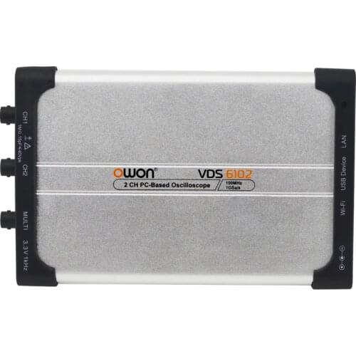 OWON VDS6102 Digital Virtual Oscilloscopes 100MHz 2CH 1Gsa/s 8bits/14bits ADC Type-C USB 5-15V Power Supply PC Oscilloscope
