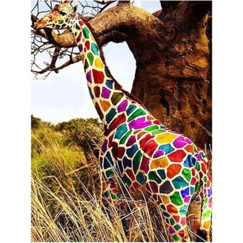 Diy landscape diamond mosaic embroidery giraffe full painting by numbers rhinestone wall sticker daimond drawing art needlework