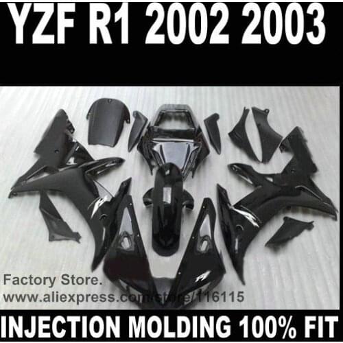 Custom cheap injection fairings for YAMAHA YZF R1 2002 2003 fairing kit R1 02 03 YZF-R1 full black ABS plastic parts
