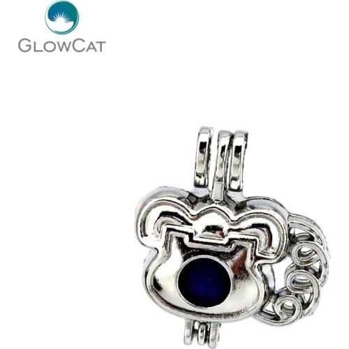 K639 5pcs/lot Baby Girl Cartoon Phone Pearl Cage Locket Pendant Locket Fairytale Party Essential Oil Diffuser