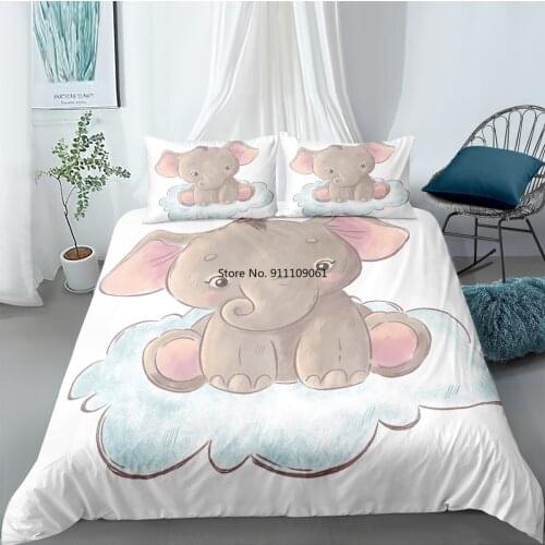Cute Boy Girls Bedding Set Cartoon Printed Childrens Kids Bedroom Duvet Cover Sets High Quality Panda Cloud Elephant Pattern