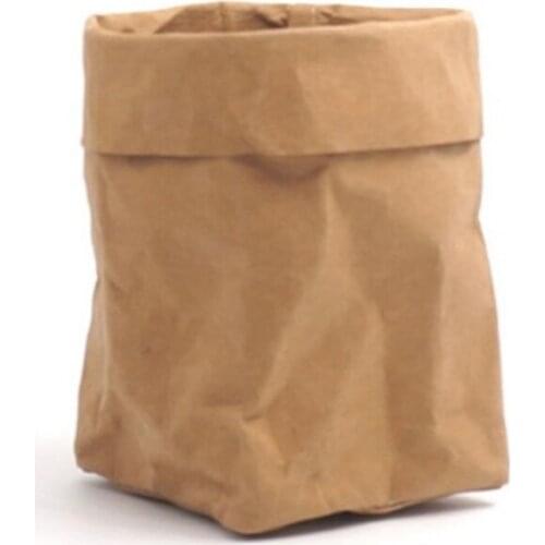Storage Basket Kraft Paper Bag Washable Kraft Paper Bag Reusable Storage Box Plant Storage Box