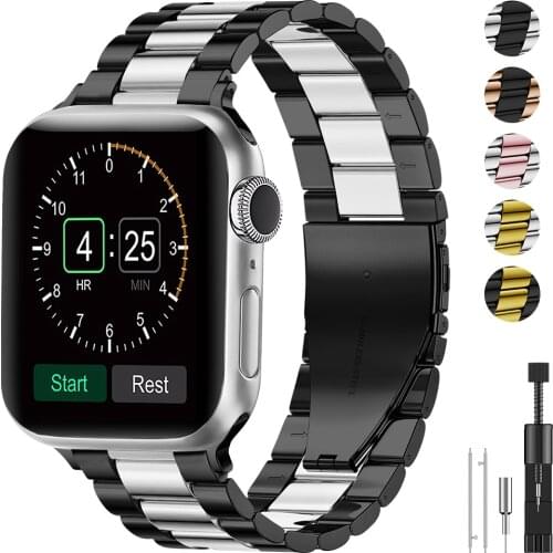 Metal Strap Compatible with Apple watch 44mm 42mm 40mm 38mm Metal stainless steel replacement strap for iwatch 6 5 4 3 2 SE band