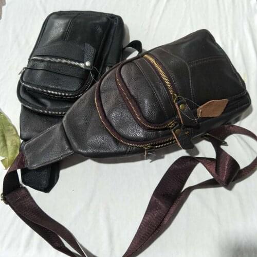Hot Sale Men Genuine Leather Fashion Chest Sling Bag Designer Shoulder Bag Casual Crossbody Bag Male Satchel bag Bolsa de pecho