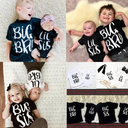Sibling Set Big Brother Little Sister Sibling Clothes Childrens Gift Big Bro Lil Sis Brother Sister TShirt Baby Gift Clothes