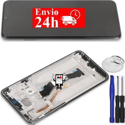 Screen for Xiaomi Mi Note 8 with silver frame, replaces the Original broken