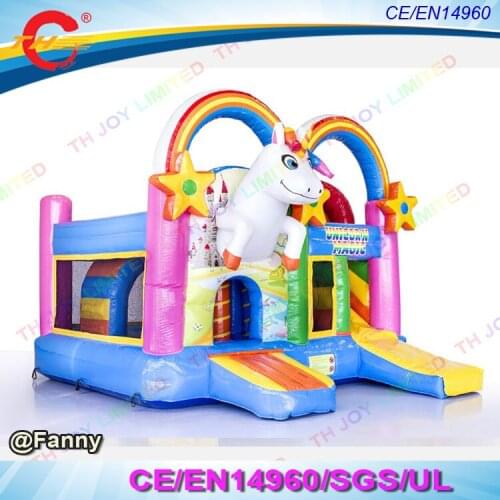 Inflatable COMBO JUMPER UNICORN New Design 5x4m Bouncy Castle Jumping Castle commercial Inflatable jumper house with slide