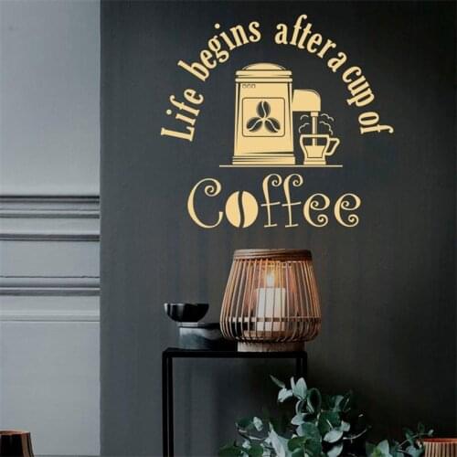 Wall Decal Life Begins after Cup Coffee Beans Murals Relax Food Drinking Restaurant Cafe Kitchen Coffee Hous Home Décor HY1421