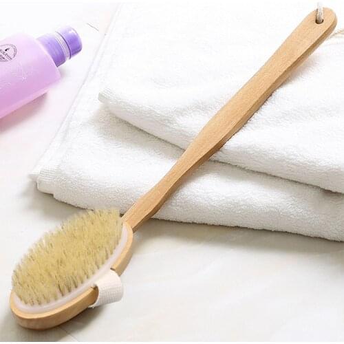 Natural Bristle Bath Brush Long Handle Wooden Bristles Soft Hair Rub Back Shower Brush Remove The Horny Lazy Body Massage Brush