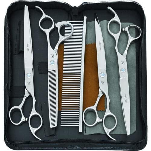 8.0" Big Pet Gromming Scissors Dogs Up Down Curved Shears Steel Sharp Edge Animals Hair Cutting Scissor Thinning Clipper HB0245