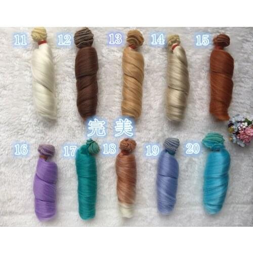 Wholesale NEW Colorful Thicken Handmade Curly Doll Wigs 1/3 1/4 BJD SD Dolls Wig Fashion Romana DIY Wig Hair 15*100CM 5 PCS/LOT