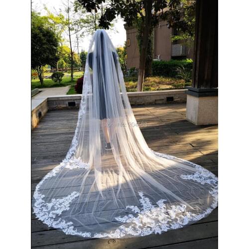 Luxury Wedding Veil with Sequined Lace 3 Meters Long Bridal Veils with Comb Wedding Accessories