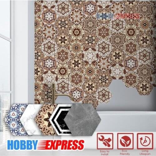 Arrowzoom Self-Adhesive Hexagon Pattern PVC Vinyl DIY Home Decor Living Room Bathroom Kitchen Wall Floor Tiles KK1193