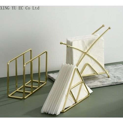Modern Golden Wrought Iron Tissue Holder Restaurant Tissue Holder Hotel Cafe Tissue Storage Rack Nordic Luxury Home Decoration