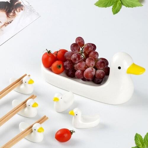 Duck Chopsticks Holders Creative Small Sturdy Ducks Chopstick Rack Fork Holder Kitchen Tool Home Decor Ceramic Eco-friendly