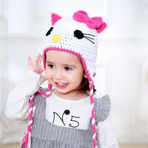 Spring fashion kids head caps autumn winter new warm windproof knitting wool hat boys girls milk cotton handmade baby hat
