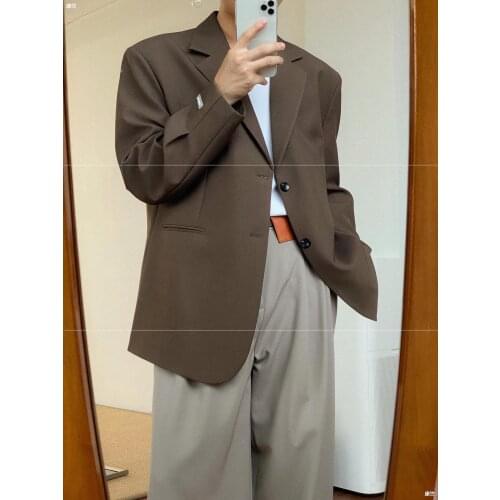 Vintage brown mens suit casual niche design loose blazer