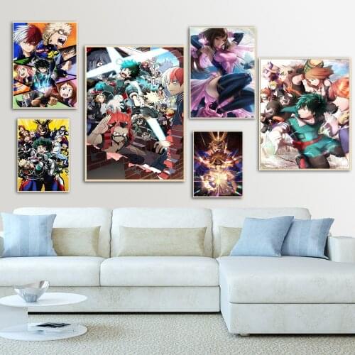 Japan Anime Canvas Art Decor Boku No Hero Academia My Hero Academia Hot Manga Cover Wall Art Canvas Painting Poster