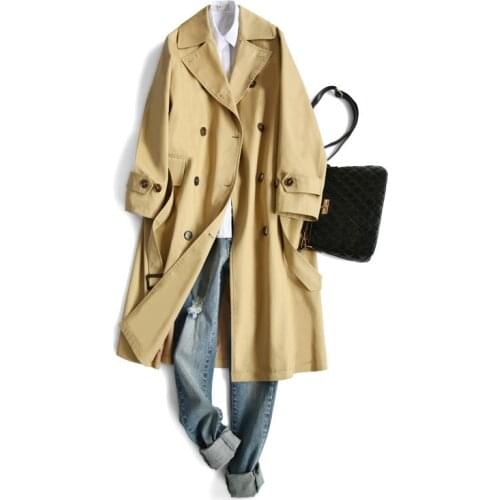 High quality elegant trench coat women Khaki casual fashion windbreaker feminino long section NEW autumn winter coat female K474
