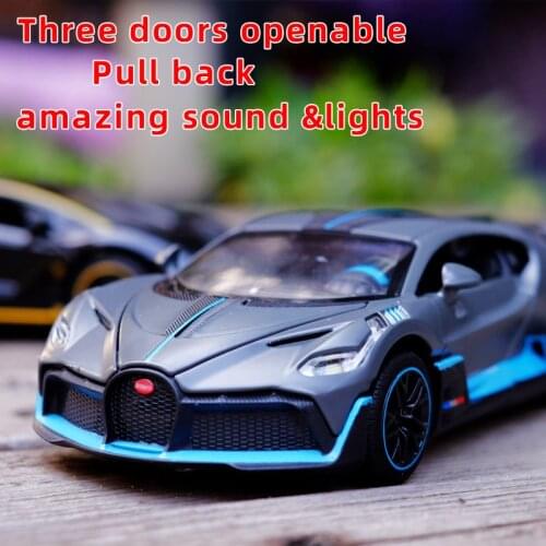 1:32 Bugatti Divo Alloy Sports Car Model Diecast Toy Three doors openable Sound Light Super Racing Pull Back Toy Collection