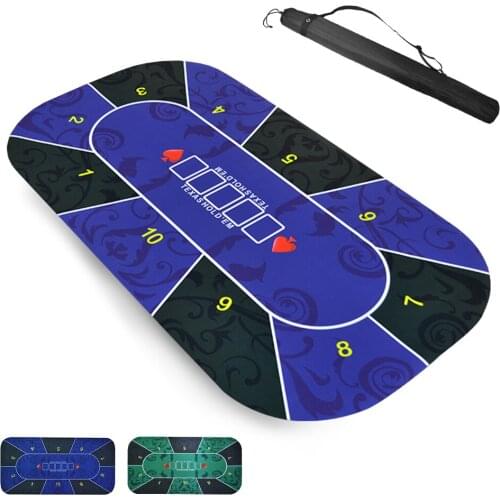 1.8m Rubber Texas Hold'em Poker Mat Portable Pokers Tablecloth with Carry Bag Smooth Poker Set Board Game Mat Poker Accessory